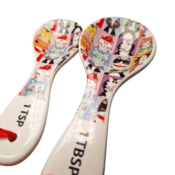 Cat Pet Portrait Measuring Spoons Kitty Meow Purr Cartoon Set Teaspoon Table - Picture 4 of 6